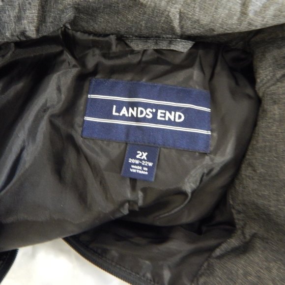 LANDS END puffer vest coat jacket outerwear down filled gray plus 20W 22W 2X - Picture 5 of 7